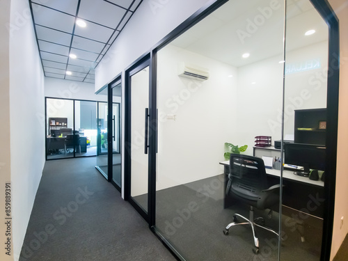 A space where creativity flows. Still life shot of a modern office space. The modern open-plan office with a clean, organized layout.