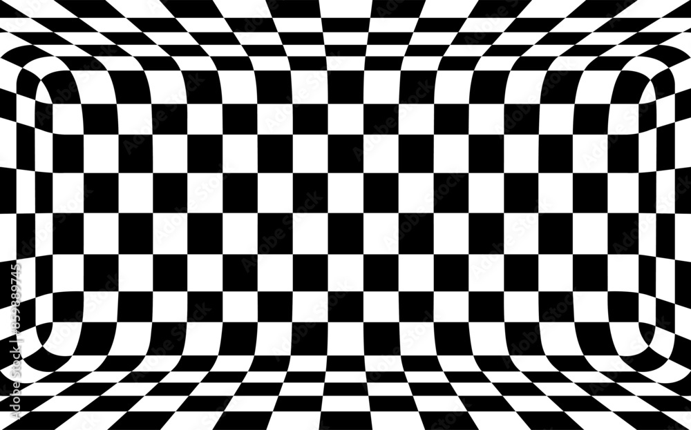 Grid curved black and white chess background empty in
perspective, vector illustration. Grid curved black and white chess background empty in
perspective, vector illustration.