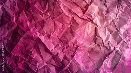 2023 color trend Viva Magenta on crumpled paper texture photo