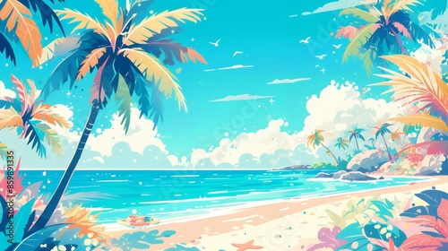 アニメ風の夏の風景　AI