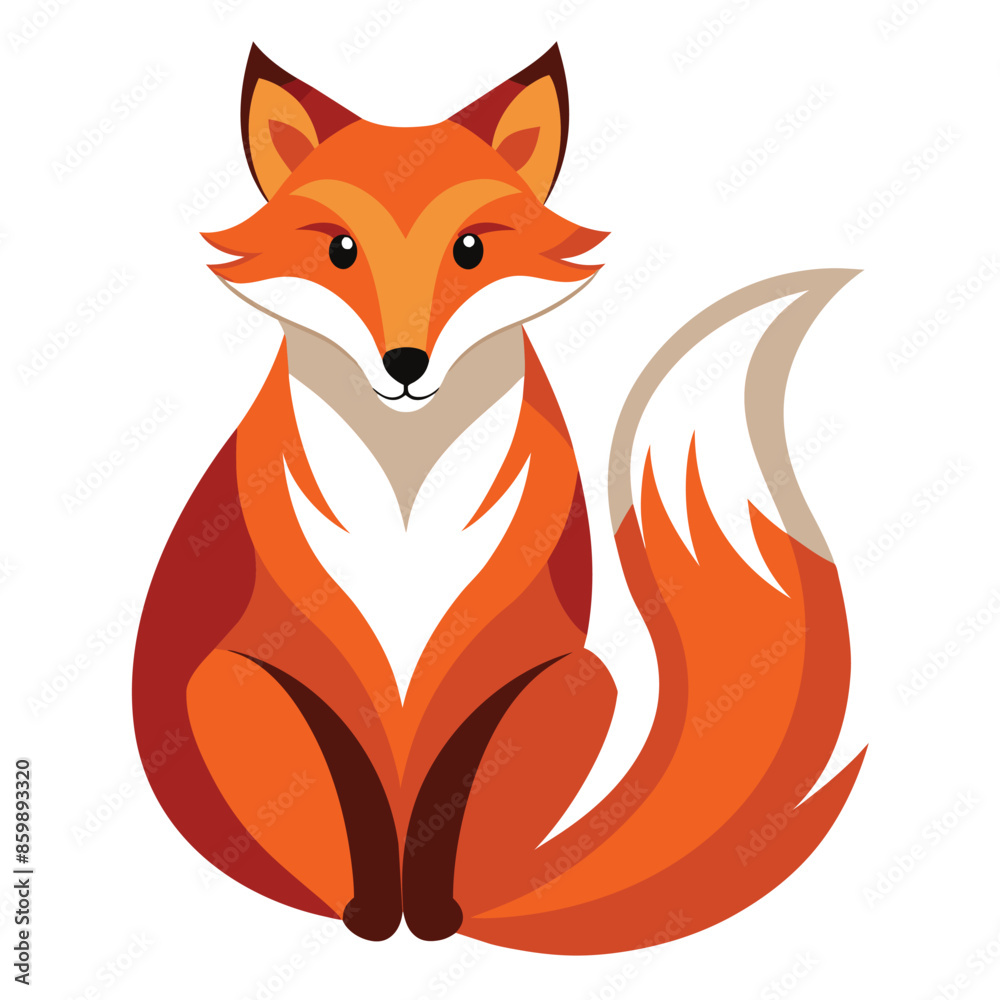 A digital illustration of an orange fox sitting with its tail curved behind it. The fox has a white chest and white accents on its tail. A digital illustration of an orange fox sitting with its tail curved behind it. The fox has a white chest and white accents on its tail.