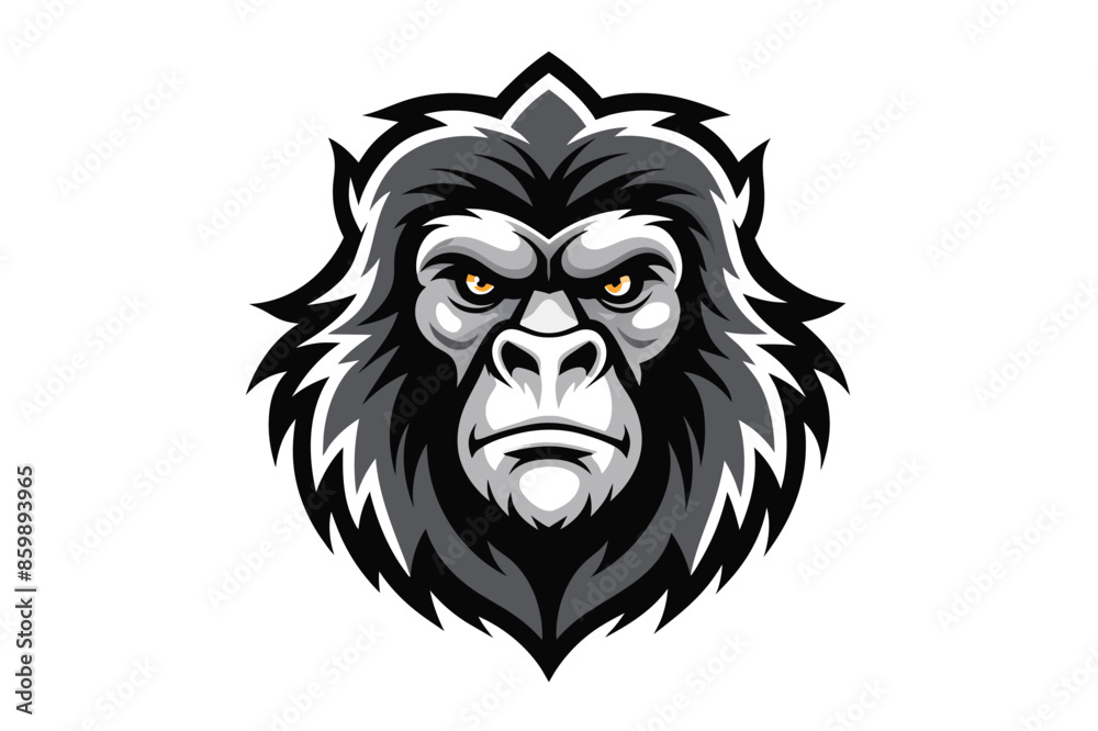 A digital illustration of a black and white gorilla mascot with a fierce expression. A digital illustration of a black and white gorilla mascot with a fierce expression.