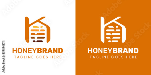 Letter K Honey Logo, Perfect for Beekeeping and Honey Producers