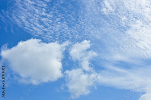 Blue sky white cloud white background. Beautiful sky and clouds in the afternoon.