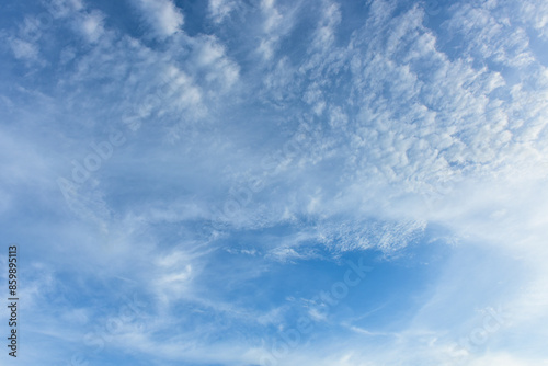 Blue sky white cloud white background. Beautiful sky and clouds in the afternoon.    