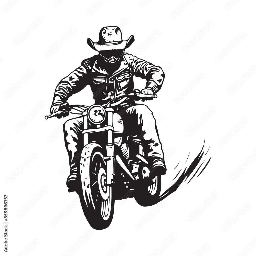 Obraz premium Classic man on motorcycle Vector Image isolated on white background