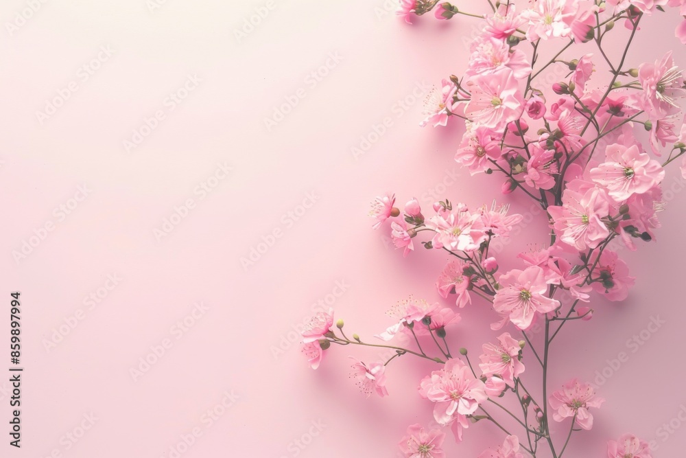 Delicate pink flower on solid pink background. Floral minimalist design Delicate pink flower on solid pink background. Floral minimalist design