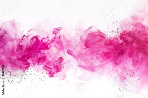 Elegant magenta watercolor strokes on white background. Abstract art