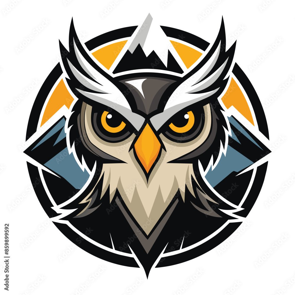 A digital illustration of an owl mascot with a mountain background. The owl is drawn in a cartoon style and features large, bright eyes. A digital illustration of an owl mascot with a mountain background. The owl is drawn in a cartoon style and features large, bright eyes.