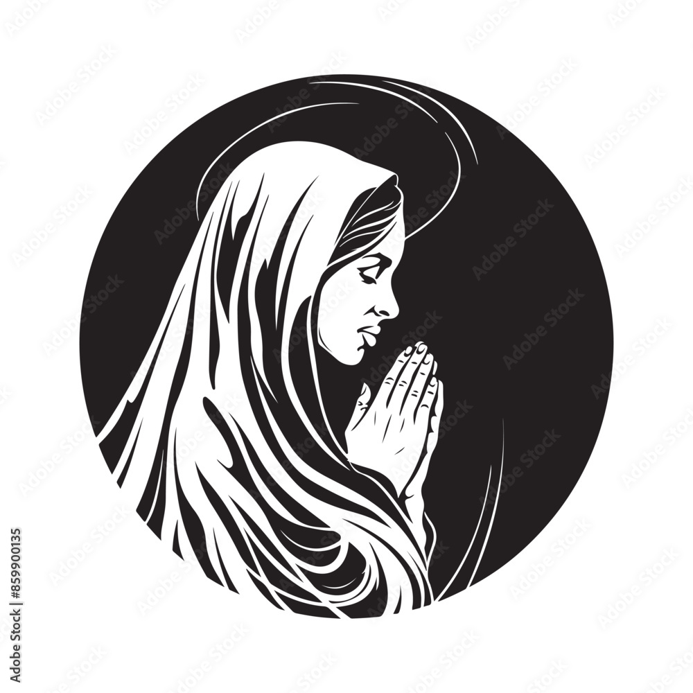 Women Praying God Stock Illustration, logo, art, design on white Women Praying God Stock Illustration, logo, art, design on white