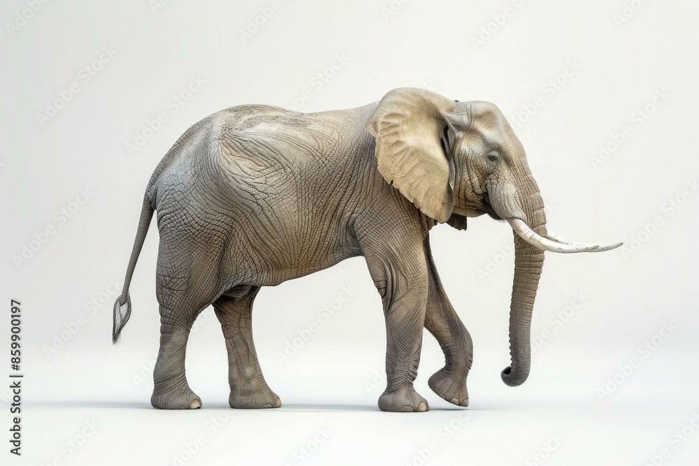 Obraz premium there is a large elephant walking across a white surface