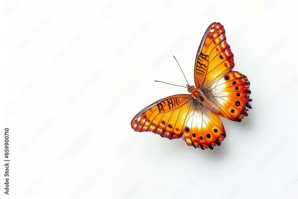 Vibrant orange butterfly soaring through the air. Insect photography Vibrant orange butterfly soaring through the air. Insect photography
