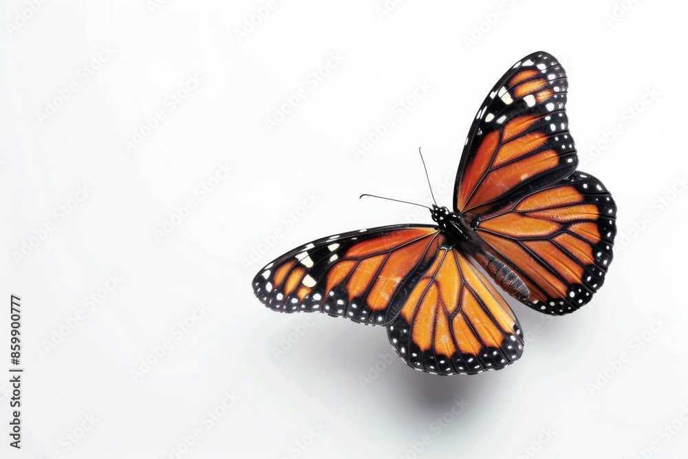 Fototapeta premium A butterfly with orange wings is flying in the air