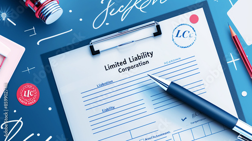 Legal gavel, scales, and LLC documents, highlighting legal aspects of limited liability corporations and protection.