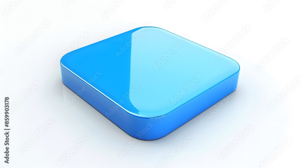 Blank Mobile application icon, button - Blue square with round corners. 3d rendering, white background Blank Mobile application icon, button - Blue square with round corners. 3d rendering, white background