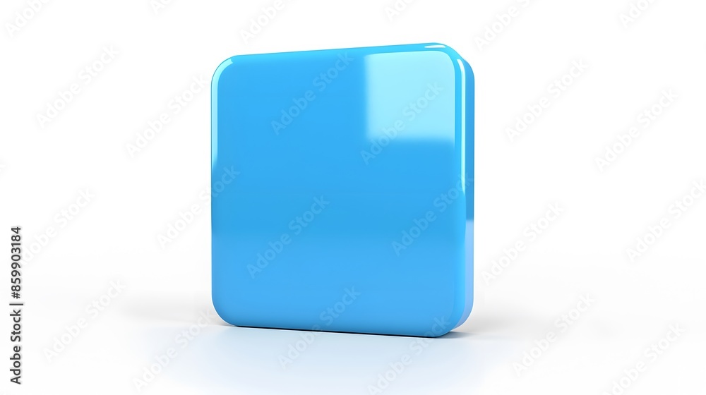 Blank Mobile application icon, button - Blue square with round corners. 3d rendering, white background Blank Mobile application icon, button - Blue square with round corners. 3d rendering, white background