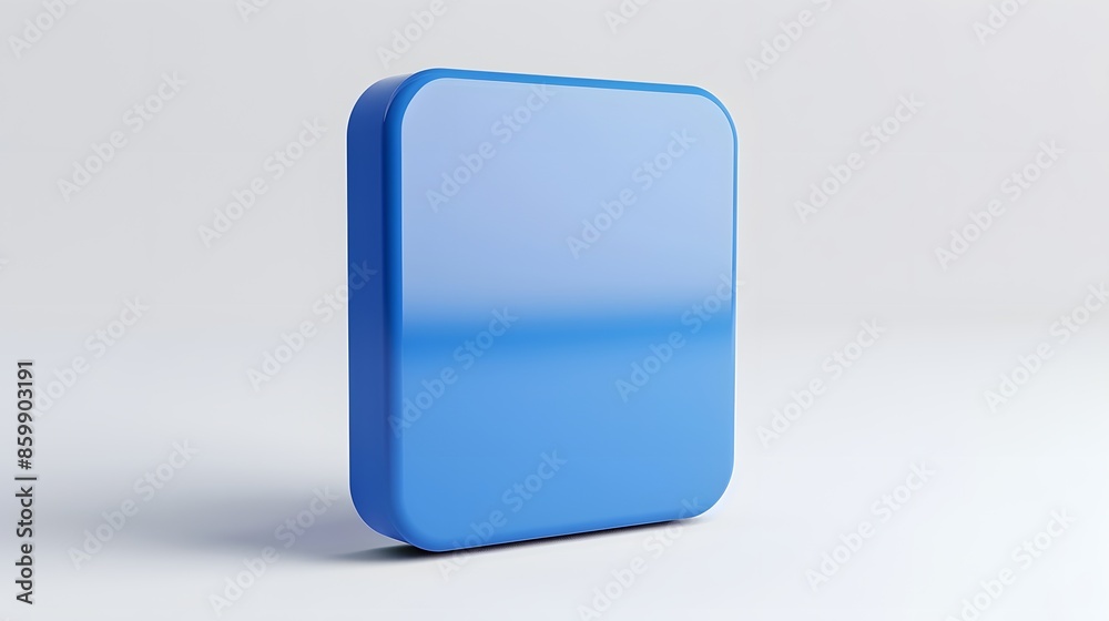 Blank Mobile application icon, button - Blue square with round corners. 3d rendering, white background Blank Mobile application icon, button - Blue square with round corners. 3d rendering, white background