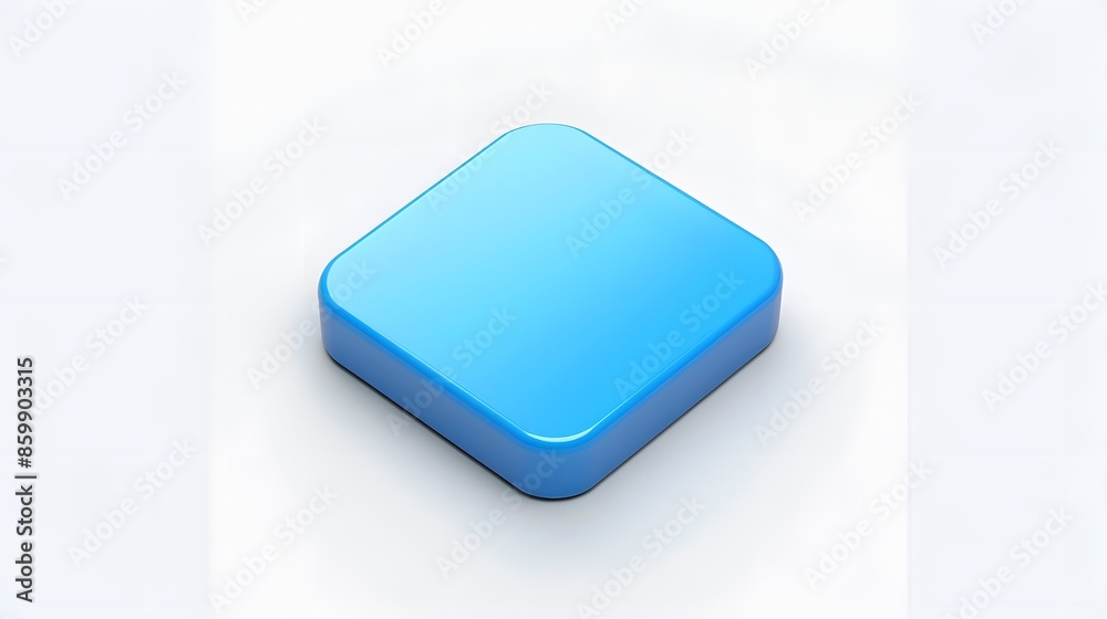 Blank Mobile application icon, button - Blue square with round corners. 3d rendering, white background Blank Mobile application icon, button - Blue square with round corners. 3d rendering, white background