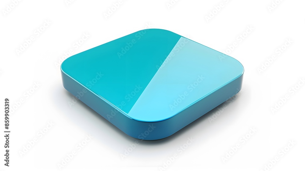 Blank Mobile application icon, button - Blue square with round corners. 3d rendering, white background Blank Mobile application icon, button - Blue square with round corners. 3d rendering, white background