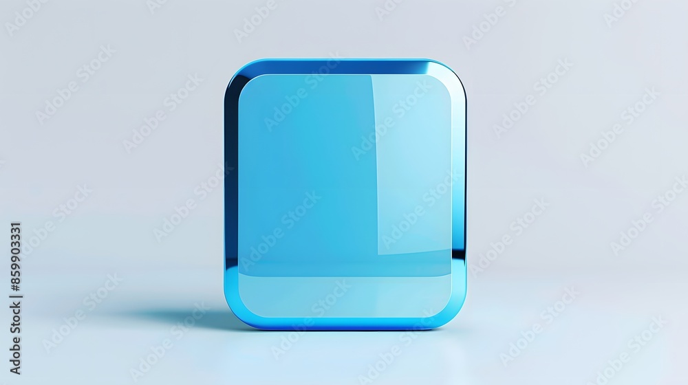 Blank Mobile application icon, button - Blue square with round corners. 3d rendering, white background Blank Mobile application icon, button - Blue square with round corners. 3d rendering, white background