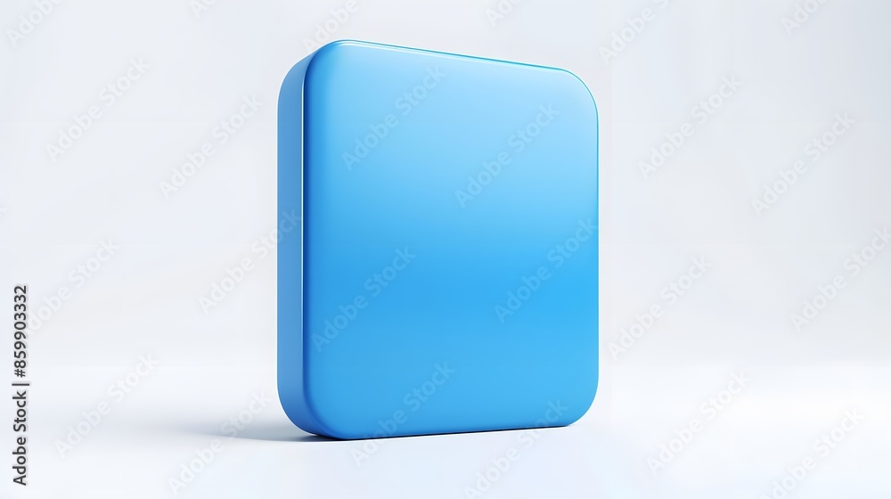 Blank Mobile application icon, button - Blue square with round corners. 3d rendering, white background Blank Mobile application icon, button - Blue square with round corners. 3d rendering, white background