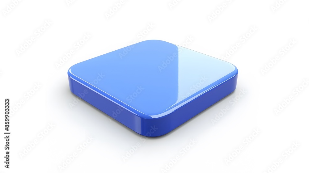 Blank Mobile application icon, button - Blue square with round corners. 3d rendering, white background Blank Mobile application icon, button - Blue square with round corners. 3d rendering, white background