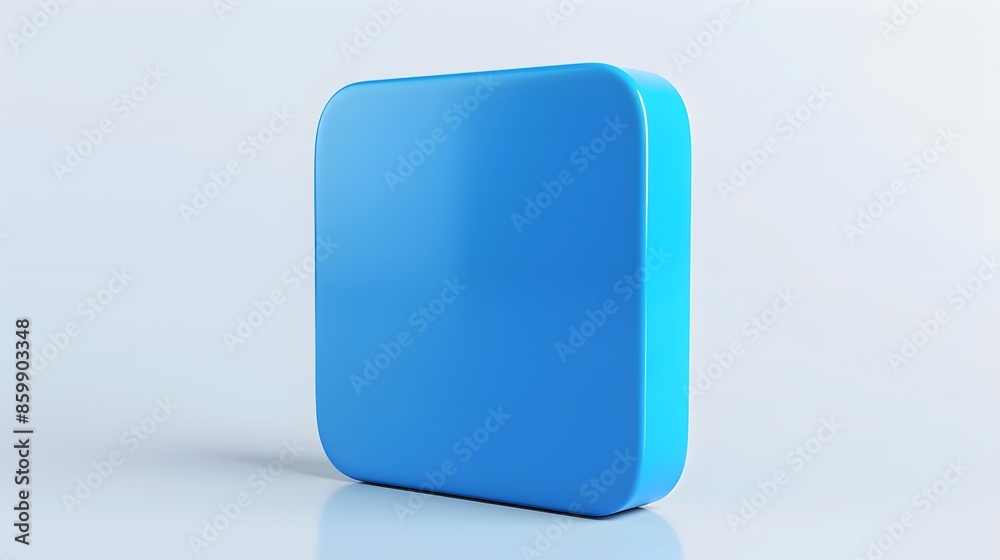 Blank Mobile application icon, button - Blue square with round corners. 3d rendering, white background Blank Mobile application icon, button - Blue square with round corners. 3d rendering, white background