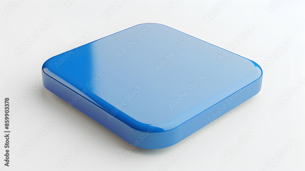 Blank Mobile application icon, button - Blue square with round corners. 3d rendering, white background Blank Mobile application icon, button - Blue square with round corners. 3d rendering, white background