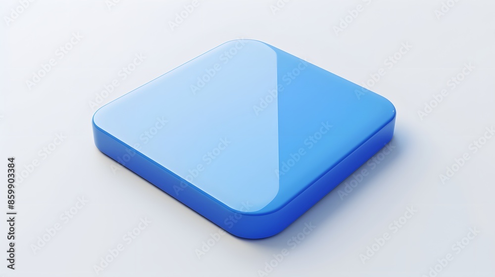 Blank Mobile application icon, button - Blue square with round corners. 3d rendering, white background Blank Mobile application icon, button - Blue square with round corners. 3d rendering, white background