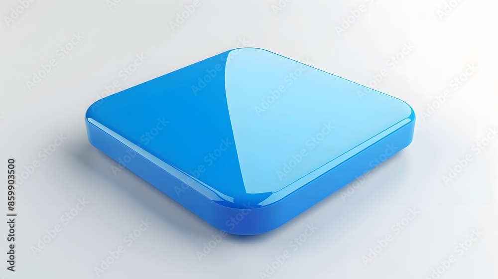 Blank Mobile application icon, button - Blue square with round corners. 3d rendering, white background Blank Mobile application icon, button - Blue square with round corners. 3d rendering, white background