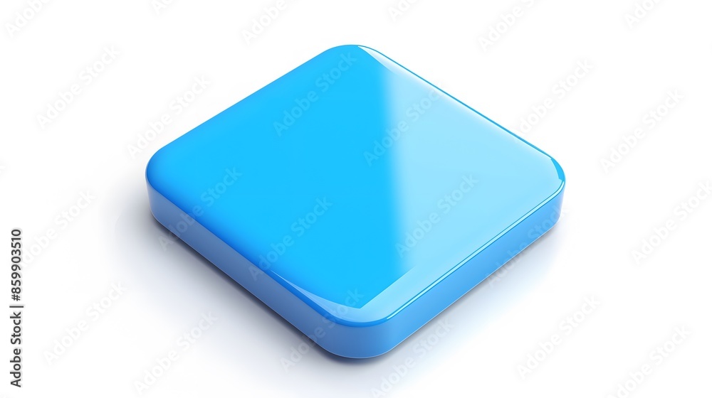 Blank Mobile application icon, button - Blue square with round corners. 3d rendering, white background Blank Mobile application icon, button - Blue square with round corners. 3d rendering, white background