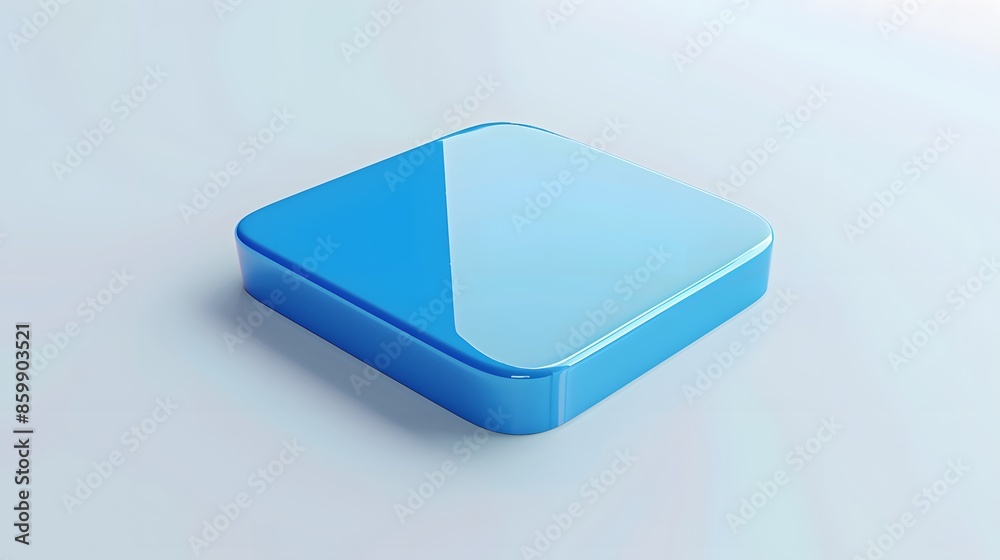 Blank Mobile application icon, button - Blue square with round corners. 3d rendering, white background Blank Mobile application icon, button - Blue square with round corners. 3d rendering, white background