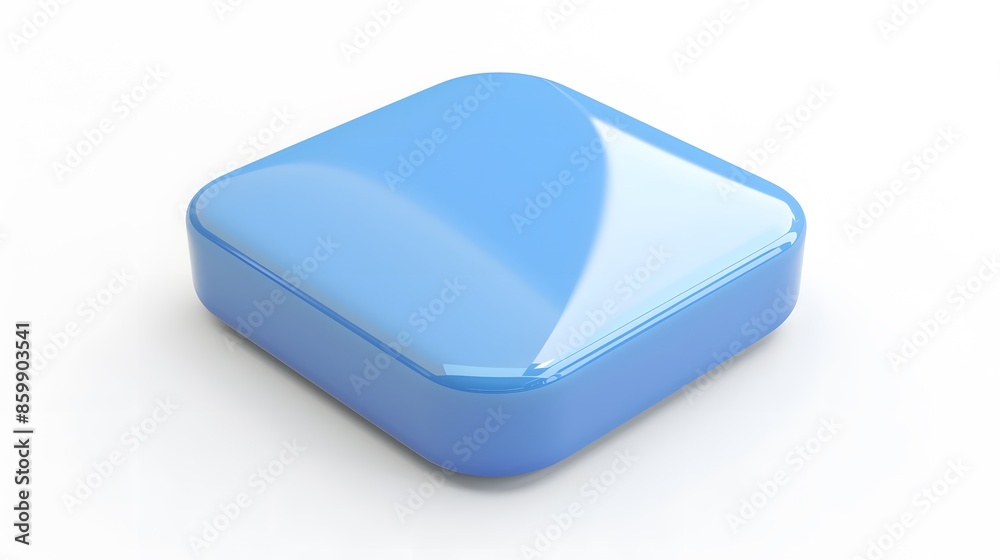 Blank Mobile application icon, button - Blue square with round corners. 3d rendering, white background Blank Mobile application icon, button - Blue square with round corners. 3d rendering, white background