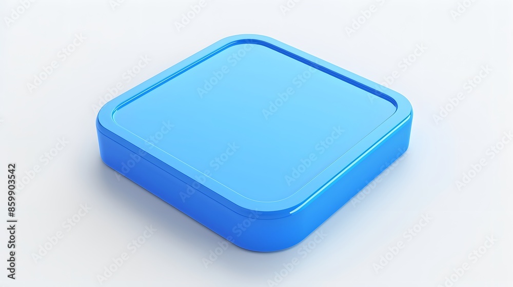 Blank Mobile application icon, button - Blue square with round corners. 3d rendering, white background Blank Mobile application icon, button - Blue square with round corners. 3d rendering, white background