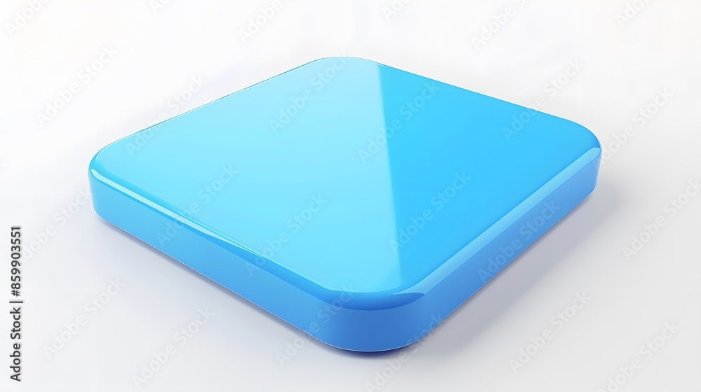 Blank Mobile application icon, button - Blue square with round corners. 3d rendering, white background Blank Mobile application icon, button - Blue square with round corners. 3d rendering, white background