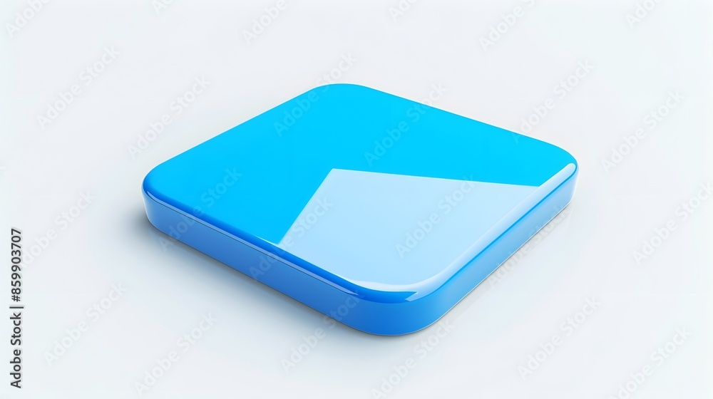 Blank Mobile application icon, button - Blue square with round corners. 3d rendering, white background Blank Mobile application icon, button - Blue square with round corners. 3d rendering, white background