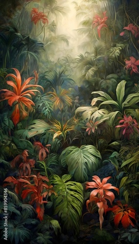 Abstraktion Pflanzen der Tropen 9x16. Hintergrund für das Design 3.