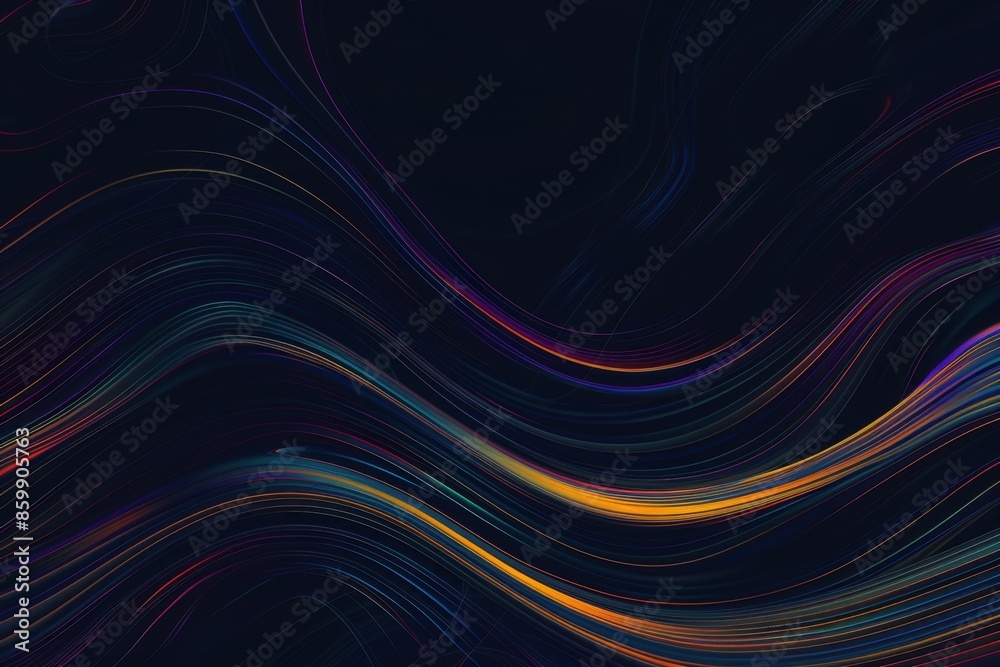Flowing, multicolored lines on a dark background, creating a dynamic and abstract visual of wavy patterns and vibrant streaks of light.