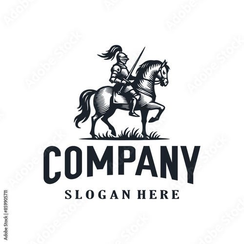vintage logo gladiator horse vector illustration