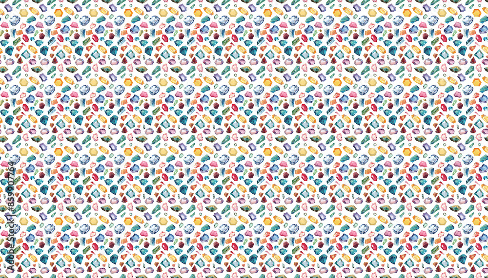 A pattern of colorful gemstones scattered on white background, arranged in random patterns, with no clear outline or shape A pattern of colorful gemstones scattered on white background, arranged in random patterns, with no clear outline or shape