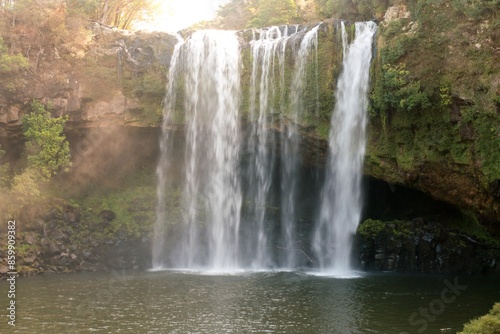waterfall in the forest, the rainbow falls, new zealand,