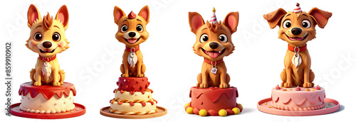 Animation style stickers  dog character collection , transparent background .  Dog collection png transparent .