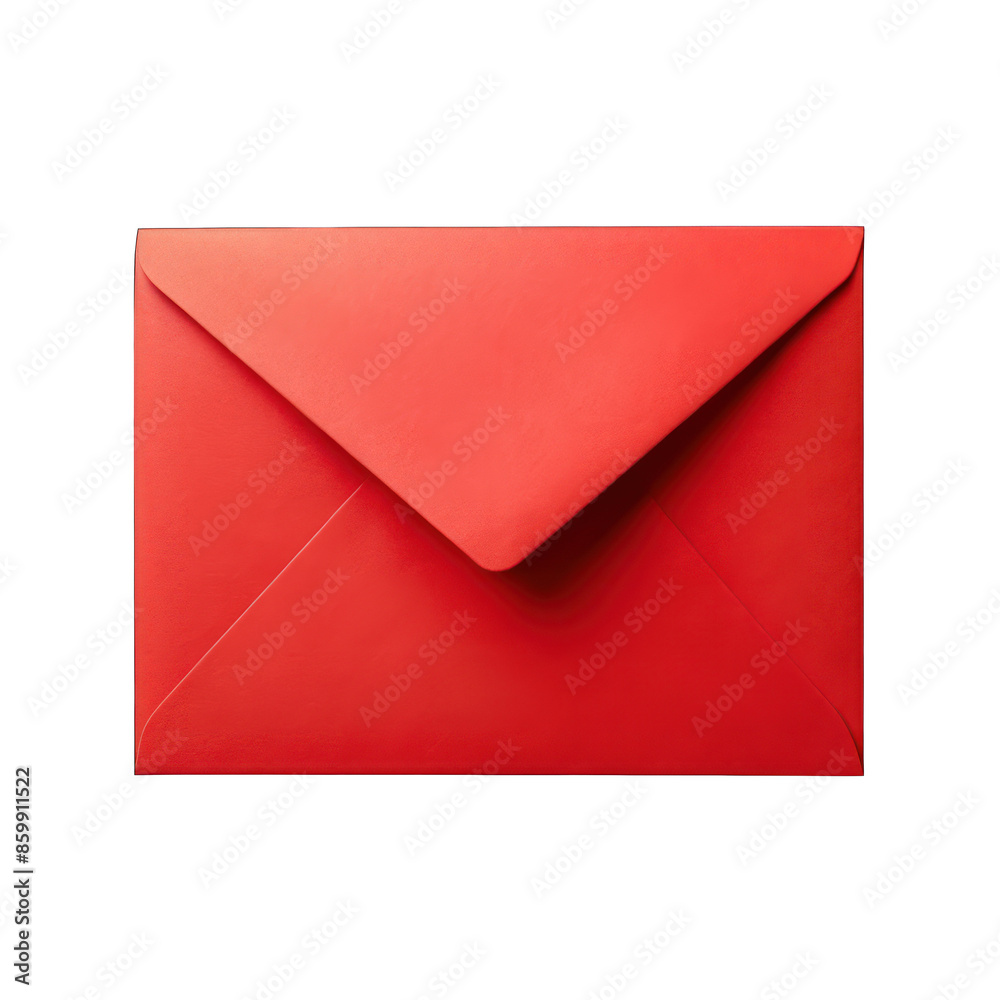 Red blank envelope mockup isolated on transparent background Red blank envelope mockup isolated on transparent background