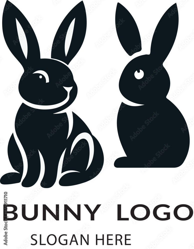 two Rabbit Posing Silhouette two Rabbit Posing Silhouette