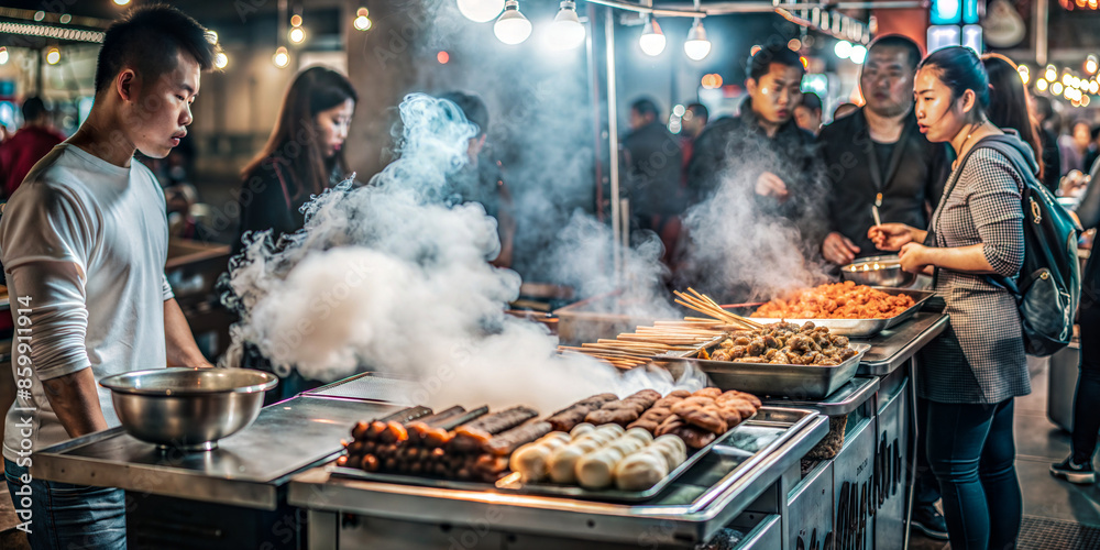 Street food vendor at night market Street food vendor at night market