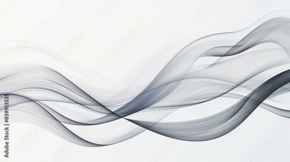 Naklejka premium Abstract Gray Waves on White Background