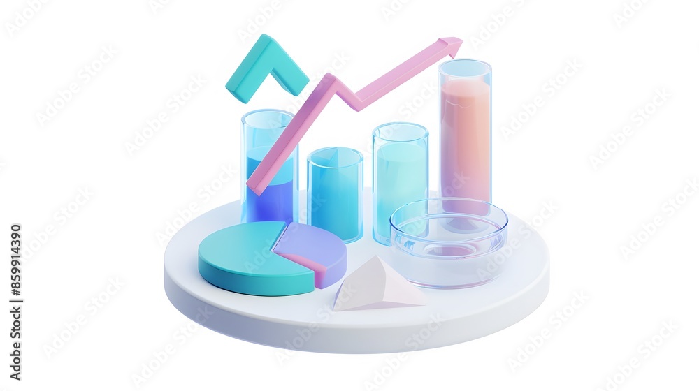 lying composition 3d icon, UI icon, a chart icon, bar chart has a rising arrow on it, bar chart, pie chart, a rising arrow, frosted glass, transparent, white background, transparent technology sense lying composition 3d icon, UI icon, a chart icon, bar chart has a rising arrow on it, bar chart, pie chart, a rising arrow, frosted glass, transparent, white background, transparent technology sense