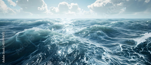 Fototapeta Naklejka Na Ścianę i Meble -  8k, Top view widescreen of Seascape The wonders of the ocean, summer wallpaper , blue sky, green earth , blue planet