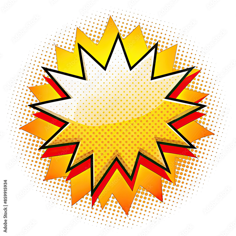 A yellow and red comic book speech bubble with a white interior and a black outline on a white background. Generative AI A yellow and red comic book speech bubble with a white interior and a black outline on a white background. Generative AI