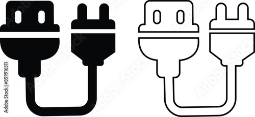 various charges icons flat and line collection isolated on transparent background. charging vector format for various devices smartphone laptop tablet and smartwatch AC sockets with power plugs